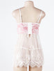 Pink Plus Size Bustier Top Babydoll With Sheer Bodice