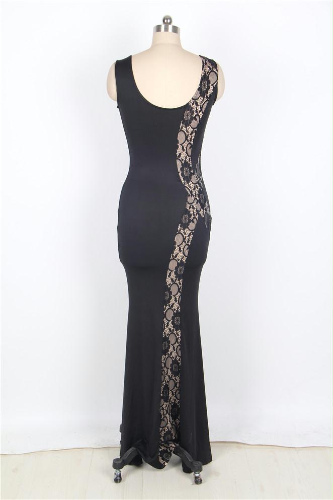 Lace Panel Maxi Dress