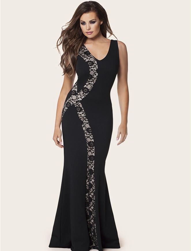 Lace Panel Maxi Dress