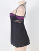 Purple Microfiber Lace Stitching Halter Babydoll