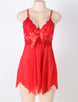 Red Sexy Draping Mesh and Lace Babydoll Set