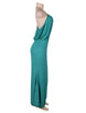 Gold Chain Halter Maxi Green Dress with T Back