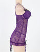 Purple Obsessive Garter Slip Mesh Babydoll