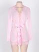 Plus Size Pink Lace Trim Robe With Thong