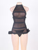 Black Plus Size Banded Mesh Chemise With Chains