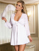 White Mesh Bell Sleeve Robe And Babydoll Set