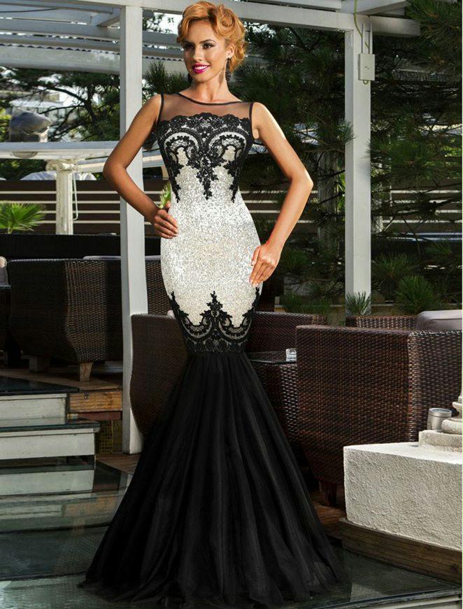 Sequins Appliqu�s Evening Dress with Mermaid Hem