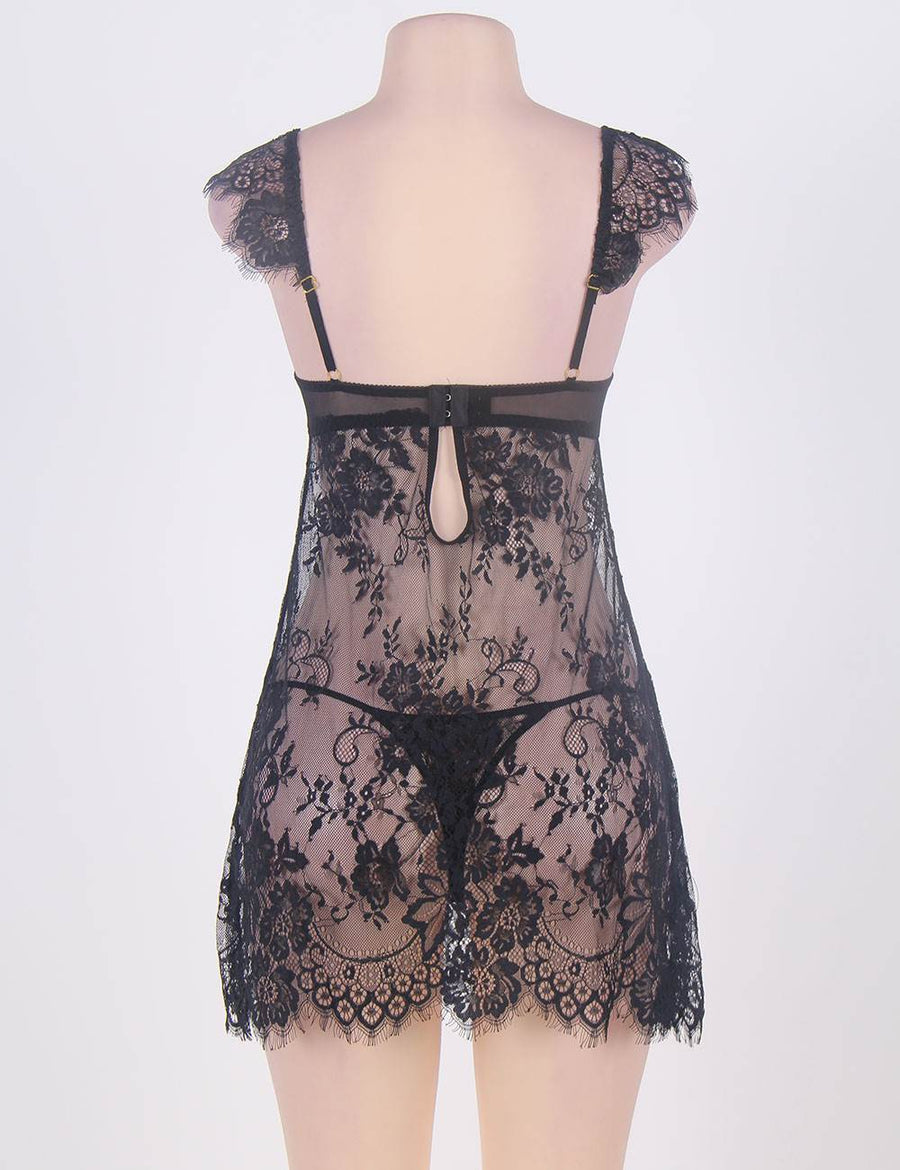 Black Beauty Lace Babydoll Set