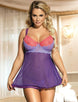 Purple And Pink Lace Cup Babydoll Set