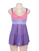 Purple And Pink Lace Cup Babydoll Set