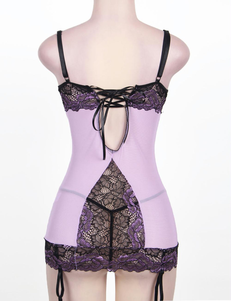 Cross-Dye Lace Peek-A-Boo Cup Chemise