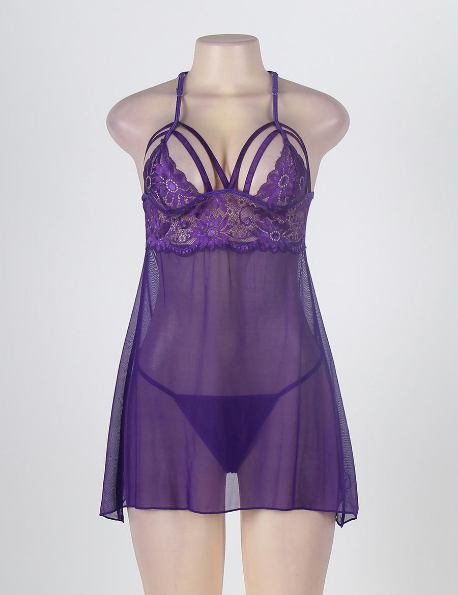 Seduce Midnight Purple Springtime Babydoll Set