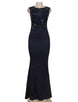 Dark Blue Ruffle Open Back Maxi Dress