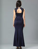 Dark Blue Ruffle Open Back Maxi Dress