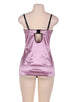 Purplish Red Deluxe Satin Lace Stitching Babydoll