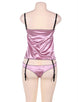 Purplish Red Deluxe Satin Lace Stitching Bustier