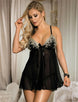 Black Sheer Mesh Babydoll Lingerie Set