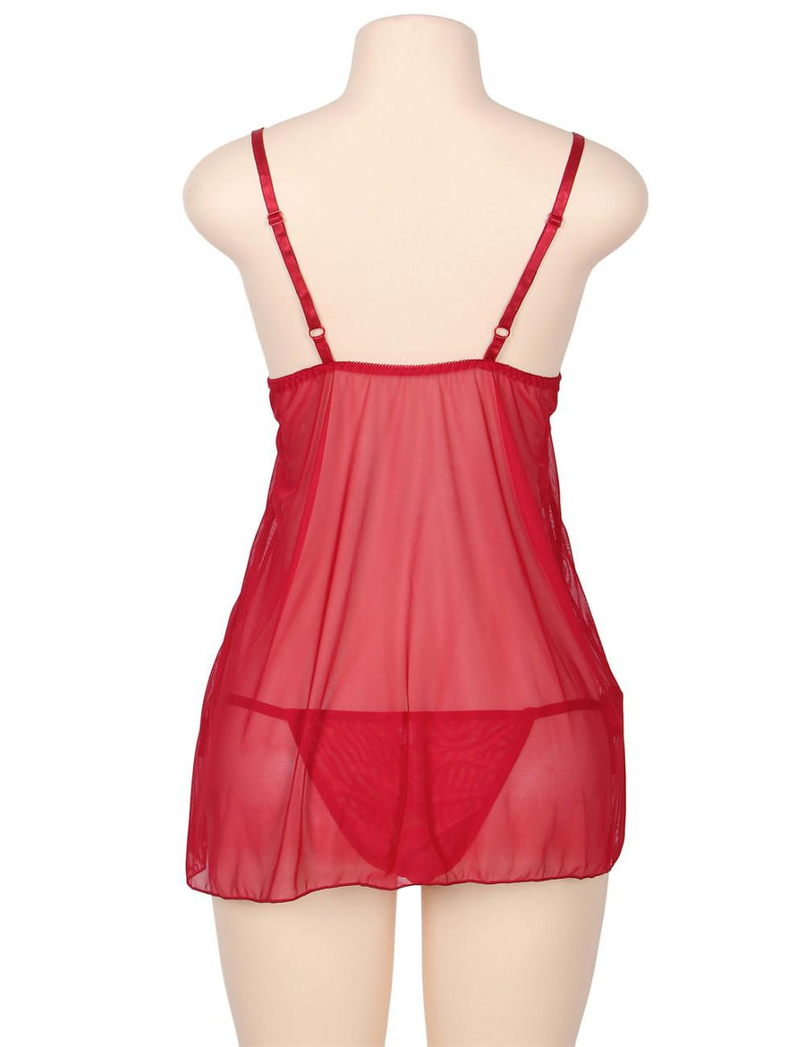 Red Plus Size Elegant Babydoll