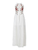 Elegant White Embroidery Backless Long Dress