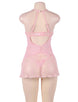 Seduction Pink Lace Transparente Halter Sexy Babydoll