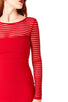 Red Stripe Fishtail Long Sleeve Evening Dress