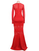 Red Stripe Fishtail Long Sleeve Evening Dress