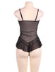 Plus Size Black Stereoscopic Flower Lace Babydoll