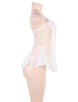 Plus Size White Stereoscopic Flower Lace Babydoll