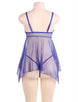 Blue Sheer Mesh Babydoll Lingerie With G String