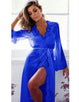 Plus Size Blue Delicate Lace Long Sleepwear Gown