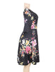 Half Sleeve Black Vintage Style Floral Swing Dress