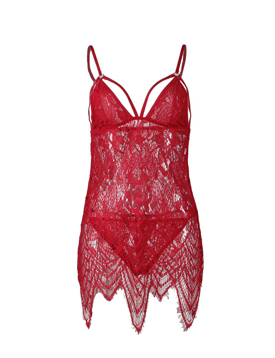 Valentine's Day Red Eyelashes Lace Elastic Band Sexy Babydoll