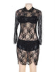 High Neck Black Lace Long Sleeve Lingerie Set