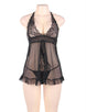 Black Sheer Mesh Halter Lingerie Set