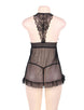 Black Sheer Mesh Halter Lingerie Set