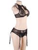 Hot Eyelash Black Lace 3pcs Bra Panty Set