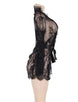 Eyelash Black Lace Sleepwear Gown