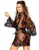 Black Belted Lace Kimono Sleepwear