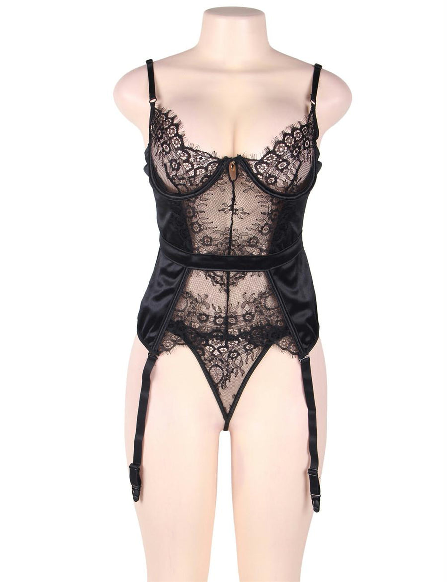 Seduction Black Lace Transparente Sexy Babydoll