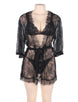 Eyelash Black Lace Sleepwear Lingerie Set