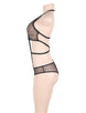 Black Backless Striped Lace Teddy