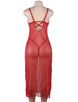 Plus Size Red Long Sheer Gauze Temptation Sexy Nightgown for Curvy Figures