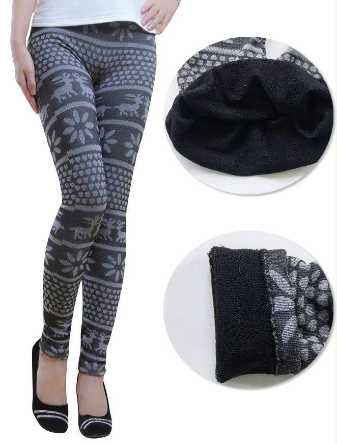 Winter warm deer snowflakers leggings