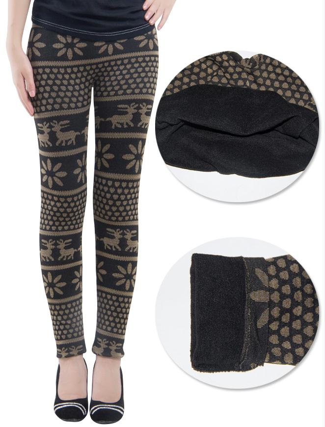 Ladies Winter Deer Snowflakes Leggings