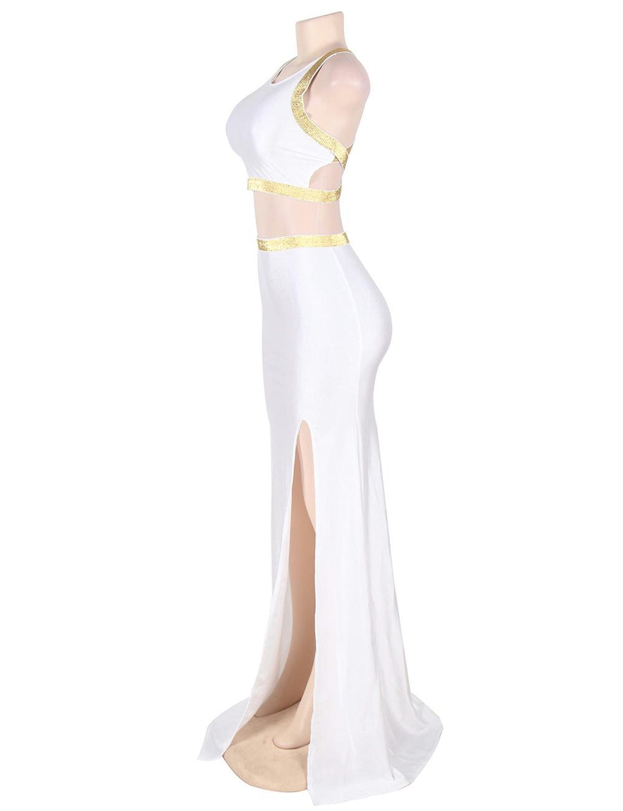 White Separate Golden Edge Dress