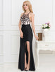 Black Embroidery Halter Evening Gown