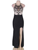 Black Embroidery Halter Evening Gown