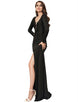 Sexy Long Sleeve Black Lace Trim Party Gown