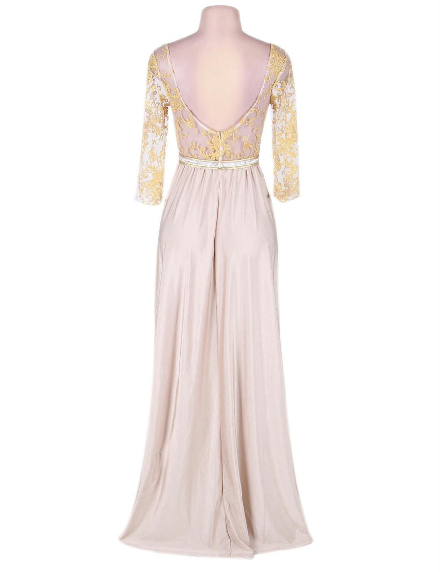 Apricot Transparent Embroidery Gown