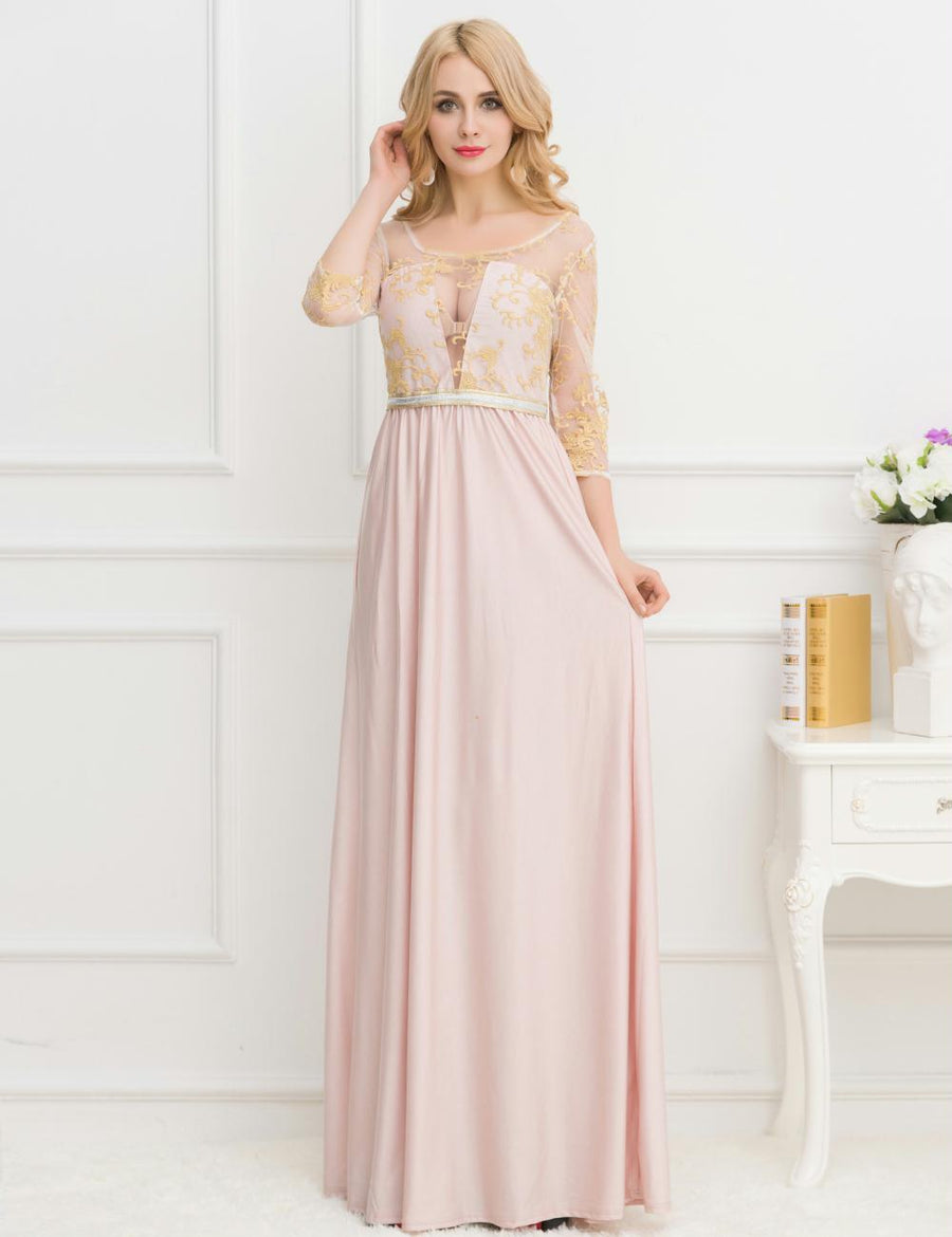 Apricot Transparent Embroidery Gown